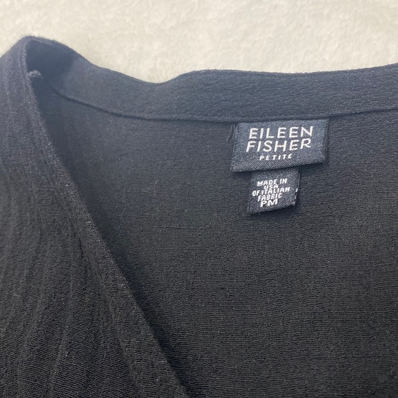Eileen Fisher Black Buttons Down Cardigan Tunic Crinkle Texture Fabric Size PM ! - Picture 8 of 10